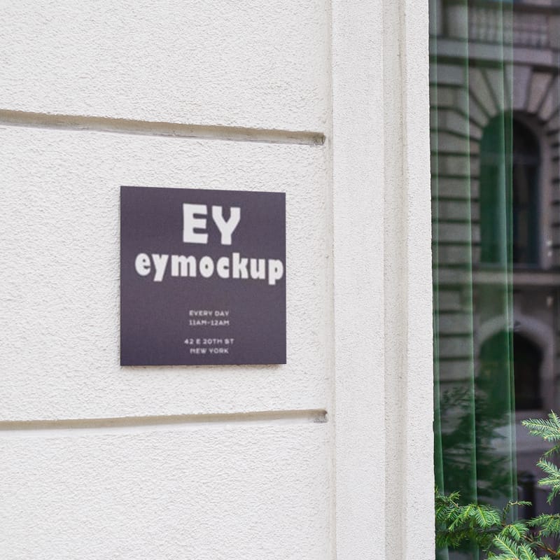 Wall Sign Board Mockup PSD