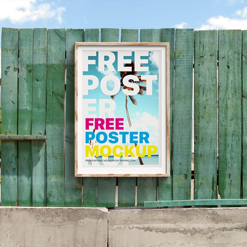 Wooden Wall Vertical Poster Mockup PSD