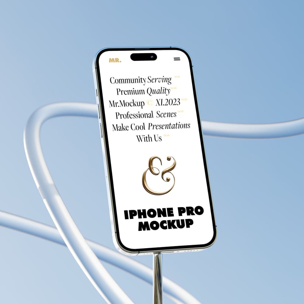 iPhone 14 on Tripod Mockup PSD