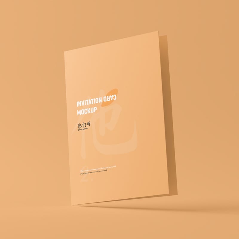 A5 Folded Wedding Invitation Card Mockup PSD