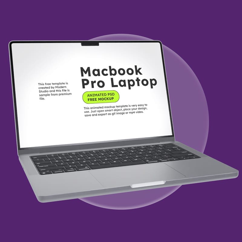 Animated Macbook Pro Mockup PSD