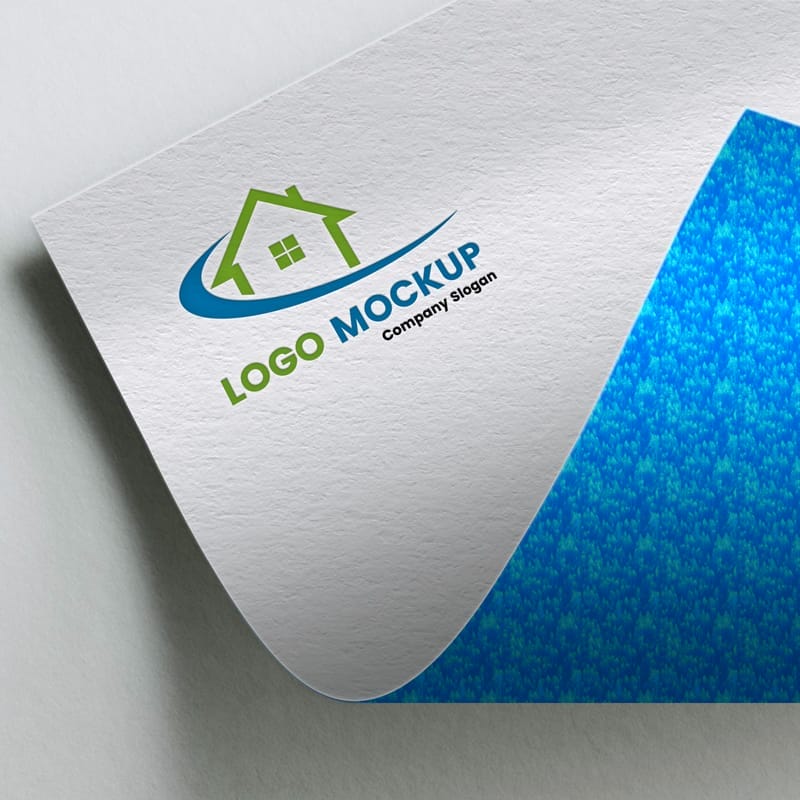 Blue Paper Logo Mockup PSD