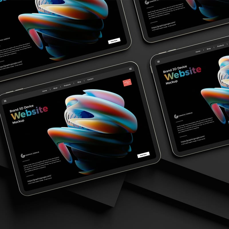 Brand 3D Device Website Mockup PSD