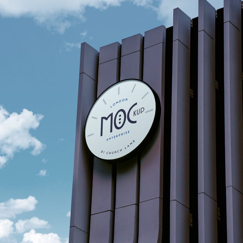 Building Mounted Signboard Logo Mockup