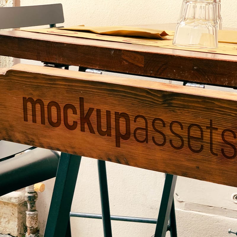 Burnt Wood Table Logo Mockup PSD