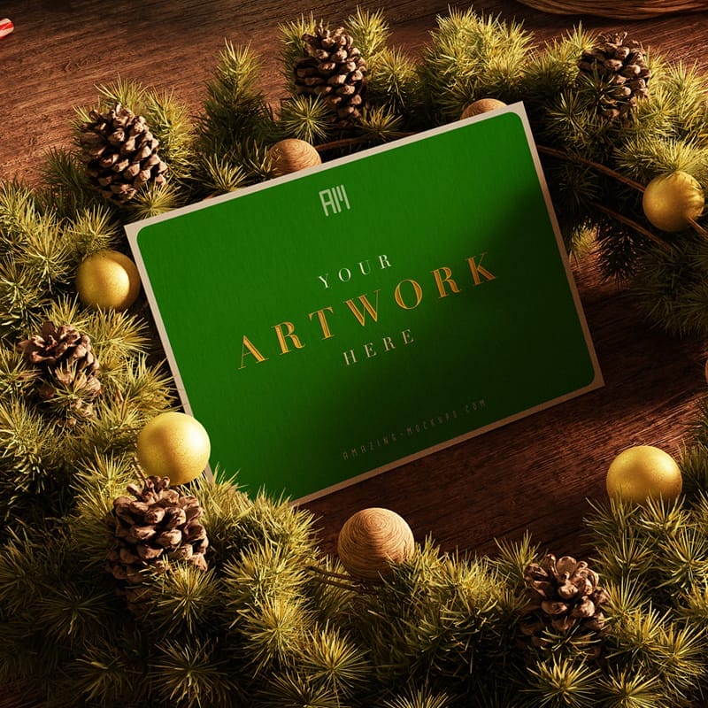 Christmas Card Mockups Template PSD