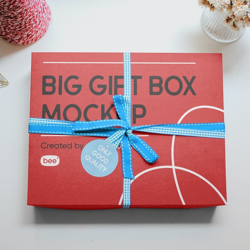 Christmas Gift Box Mockup PSD