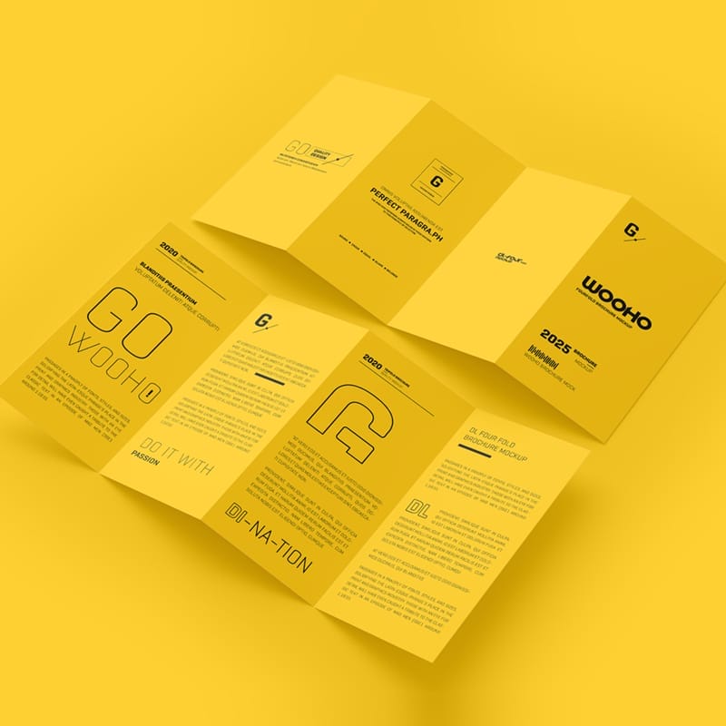 DL 4 Fold Brochure Mockup PSD