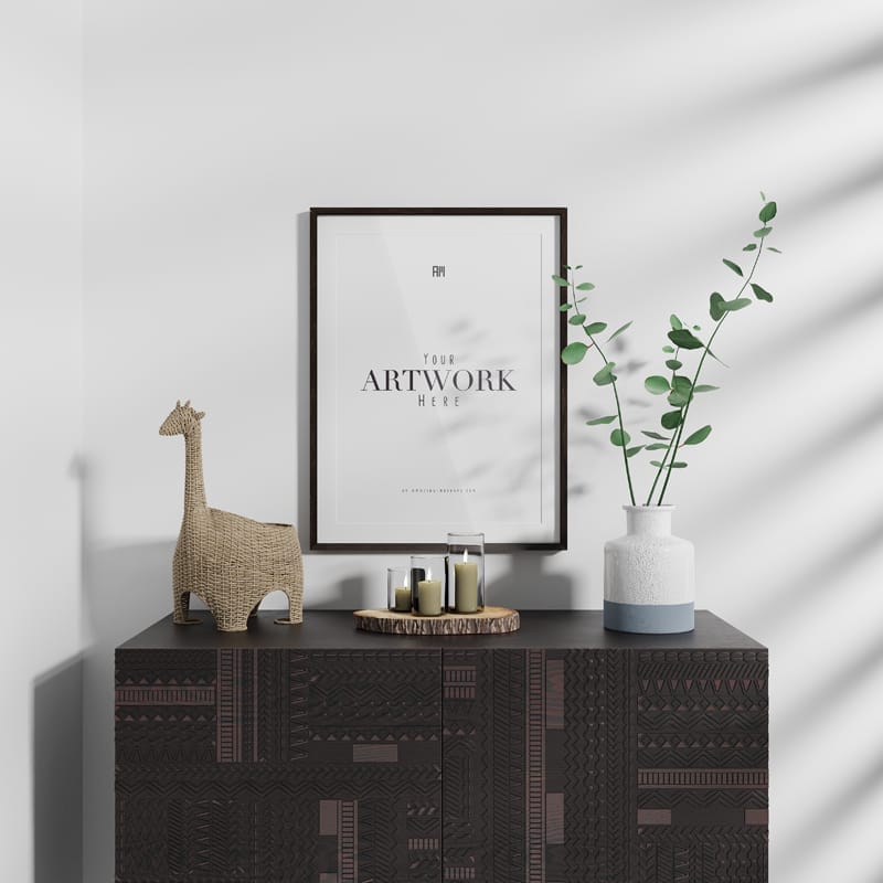 Dark Wooden Picture Frame Mockup