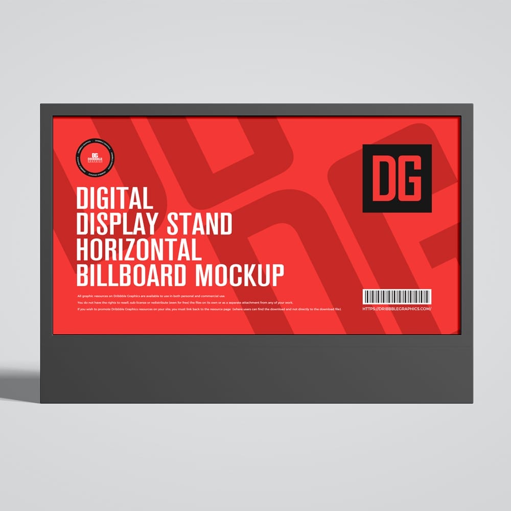 Digital Display Stand Horizontal Billboard Mockup PSD