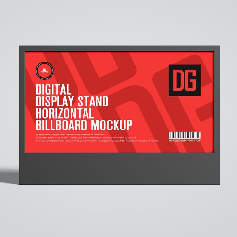 Digital Display Stand Horizontal Billboard Mockup