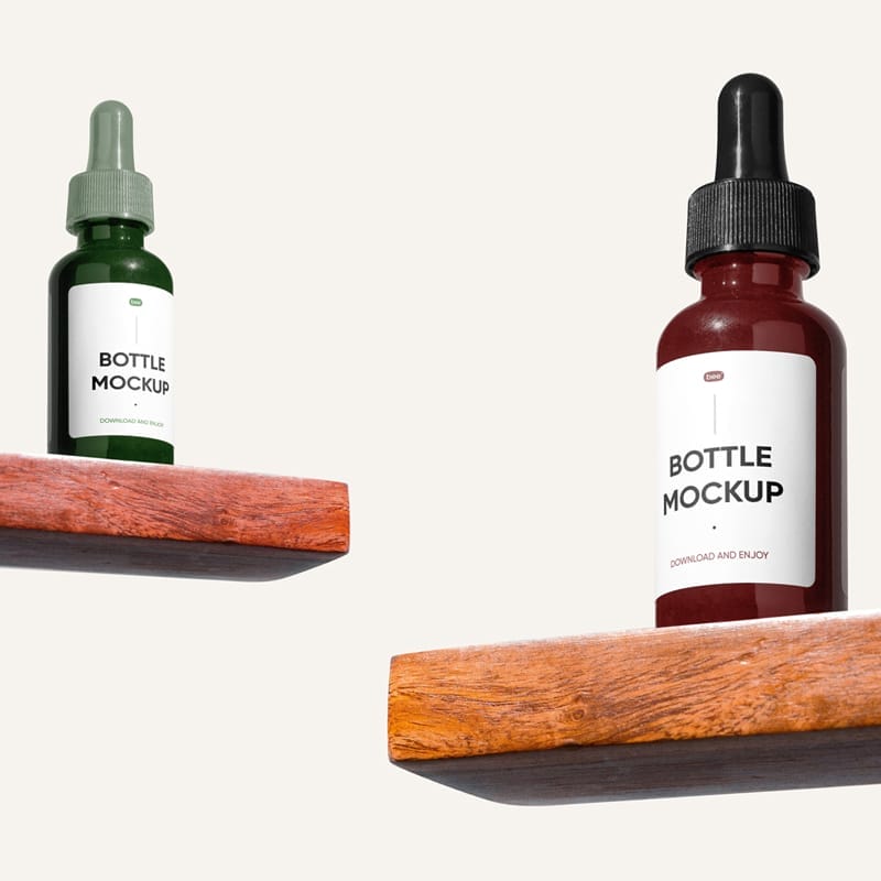Dropper Bottle on Shelf Mockups