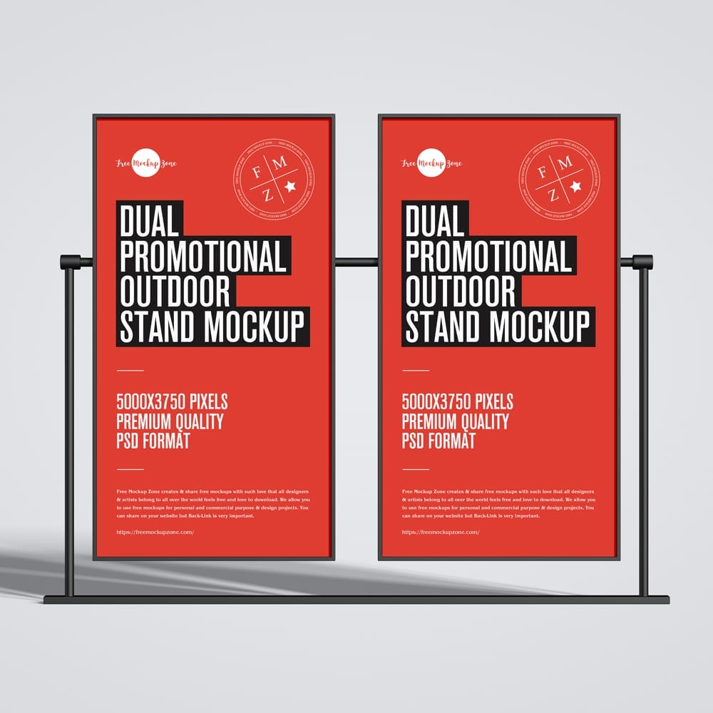 Dual Promotional Outdoor Stand Mockup PSD