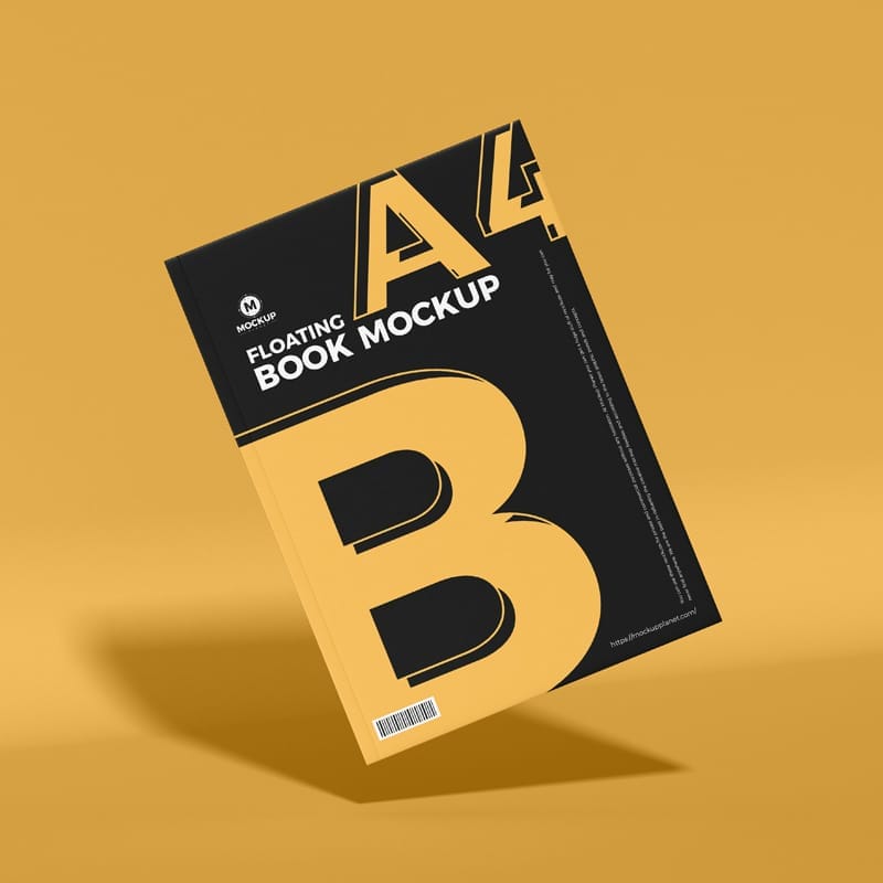 Floating A4 Book Mockup Design PSD