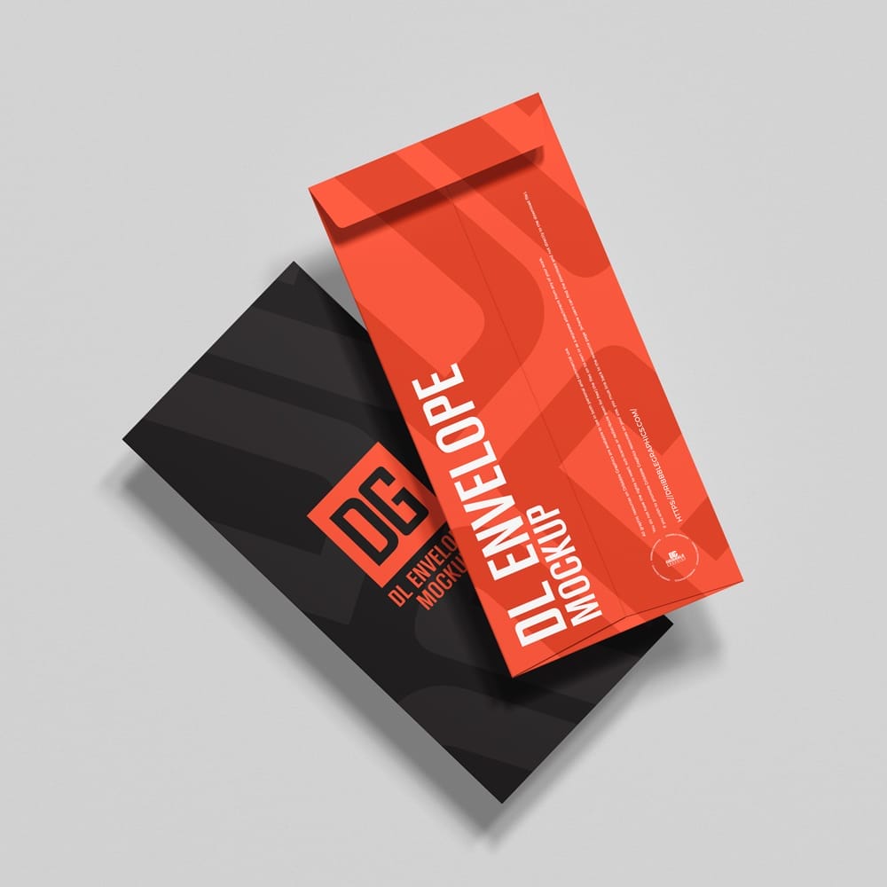 Floating Dl Envelope Mockup PSD