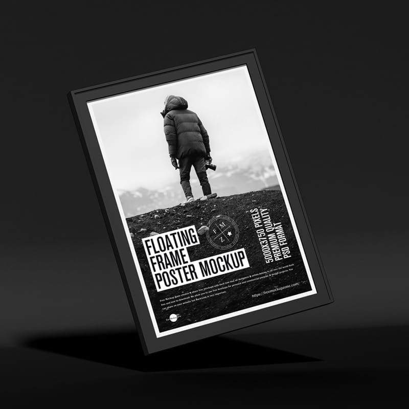 Floating Frame Poster Mockup PSD