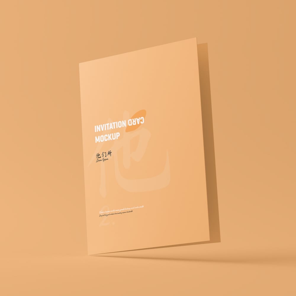 Free A5 Folded Wedding Invitation Card Mockup PSD