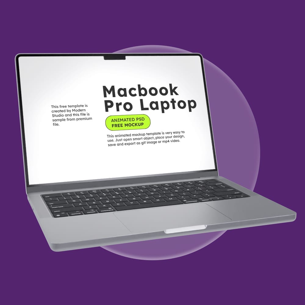 Free Animated Macbook Pro Mockup PSD