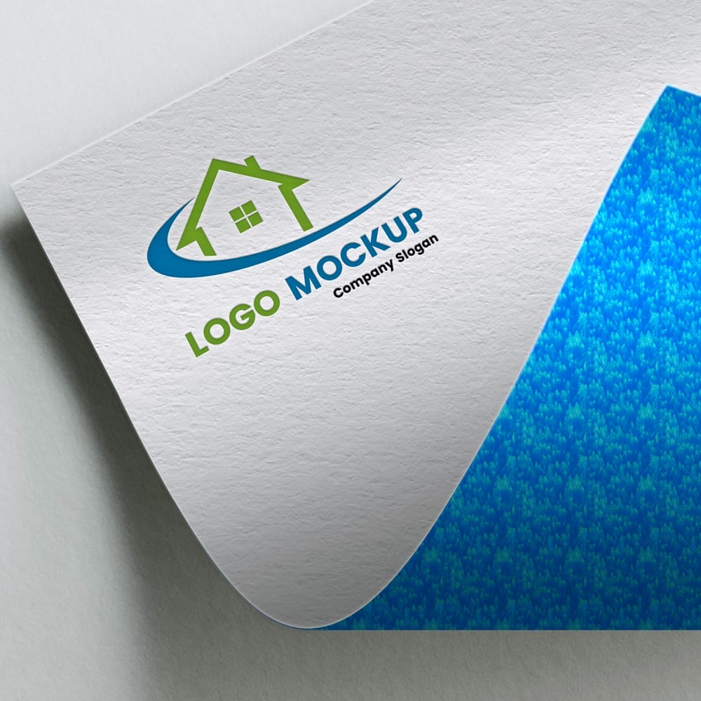 Free Blue Paper Logo Mockup PSD