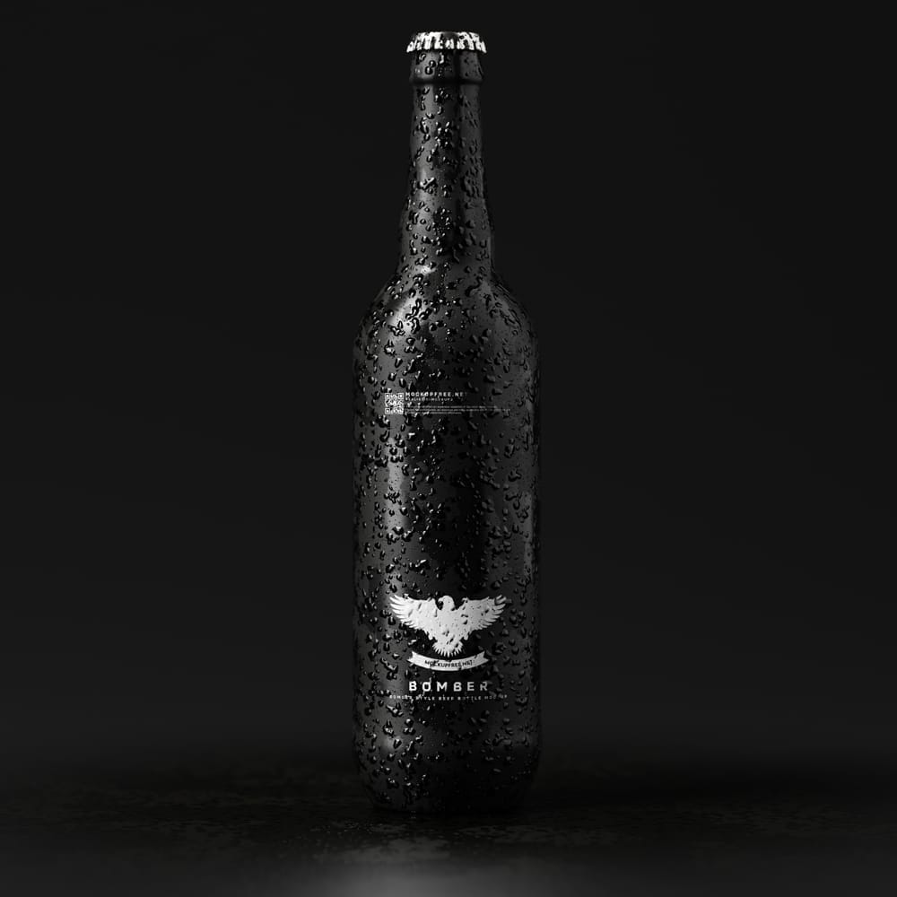 Free Bomber Style Beer Bottle Mockups PSD