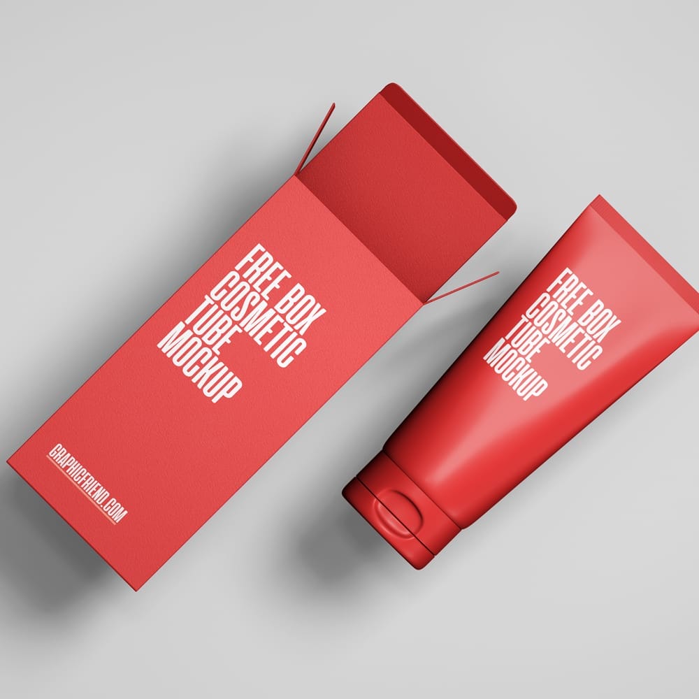 Free Box Cosmetic Tube Mockup PSD
