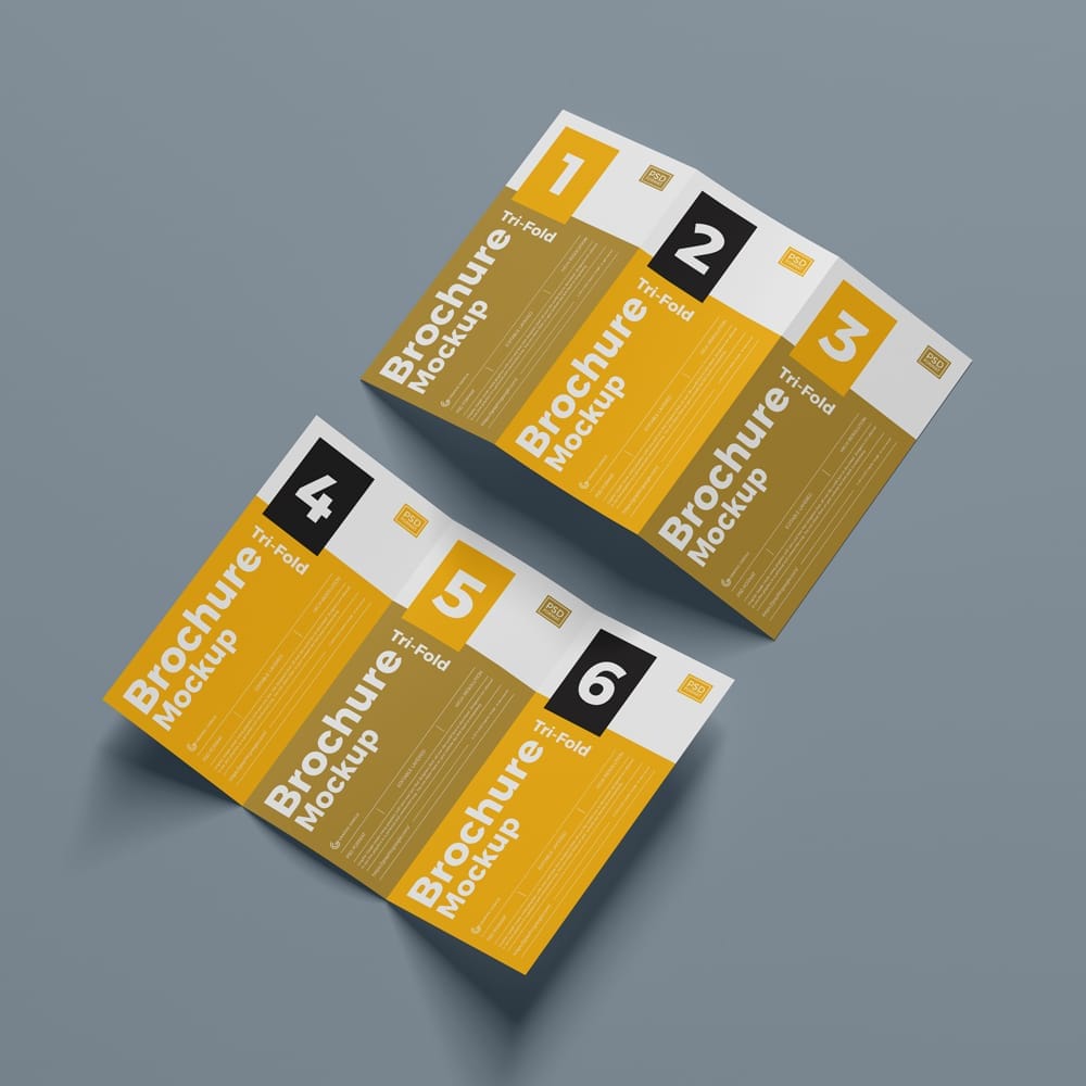 Free Brand Identity Tri-Fold Brochure Mockup PSD