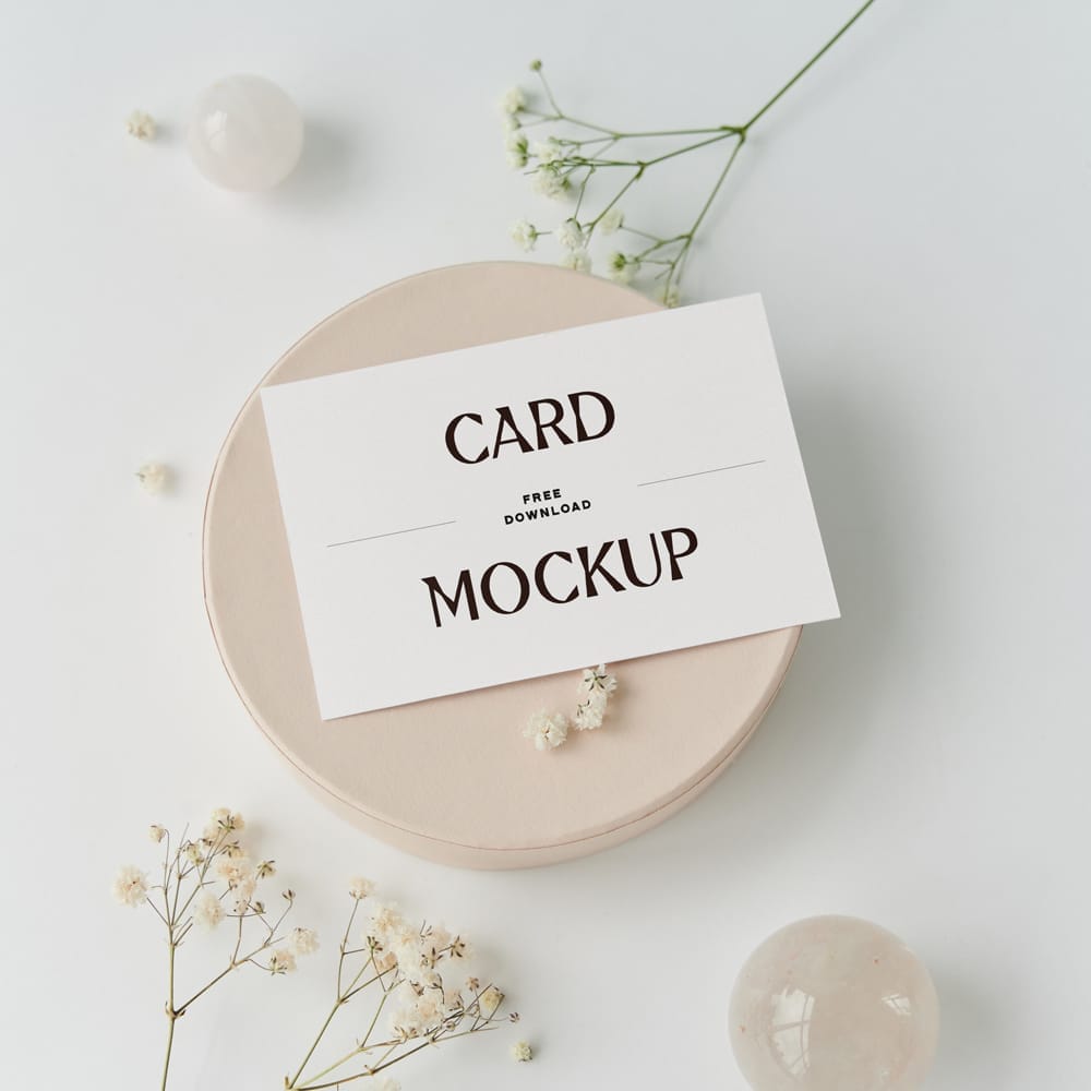 Free Cards with Flowers Mockup PSD