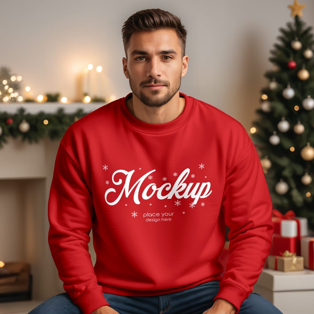 Free Christmas Sweatshirt Mockup PSD
