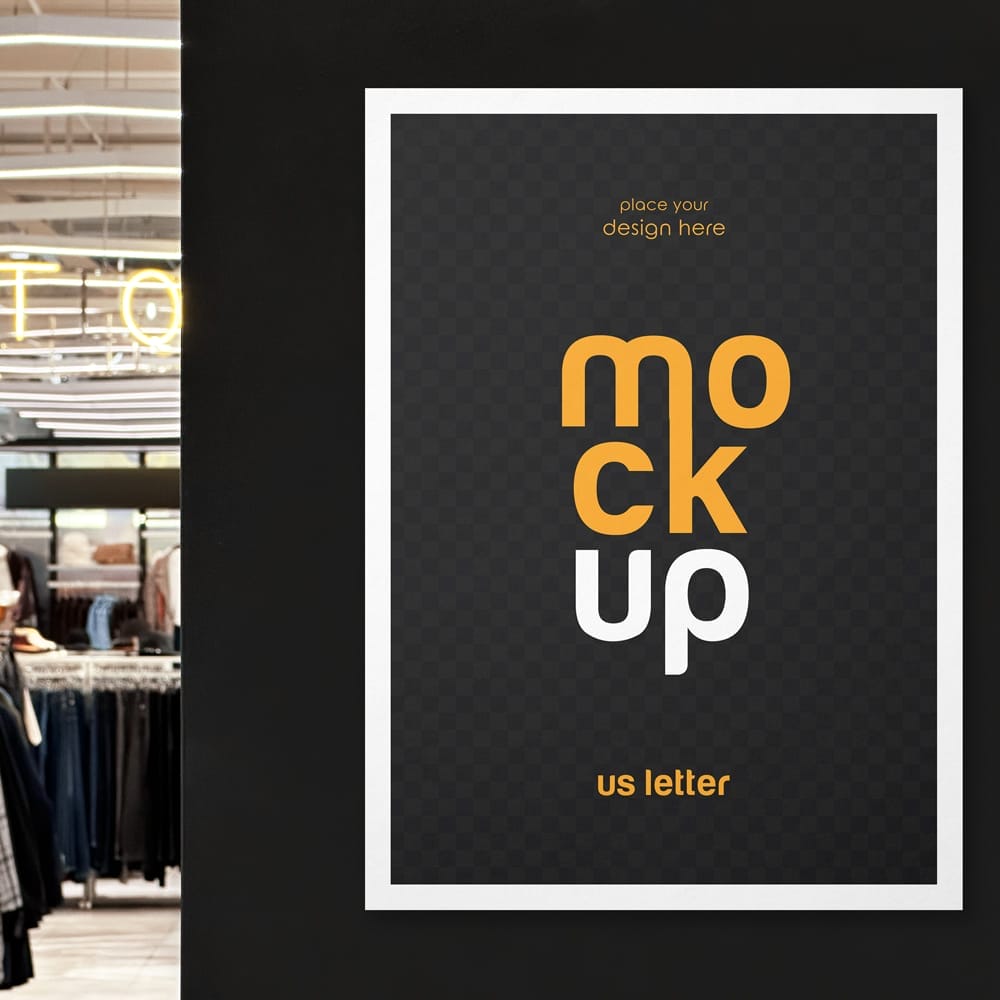 Free Clothing Store Wall Poster Mockup PSD