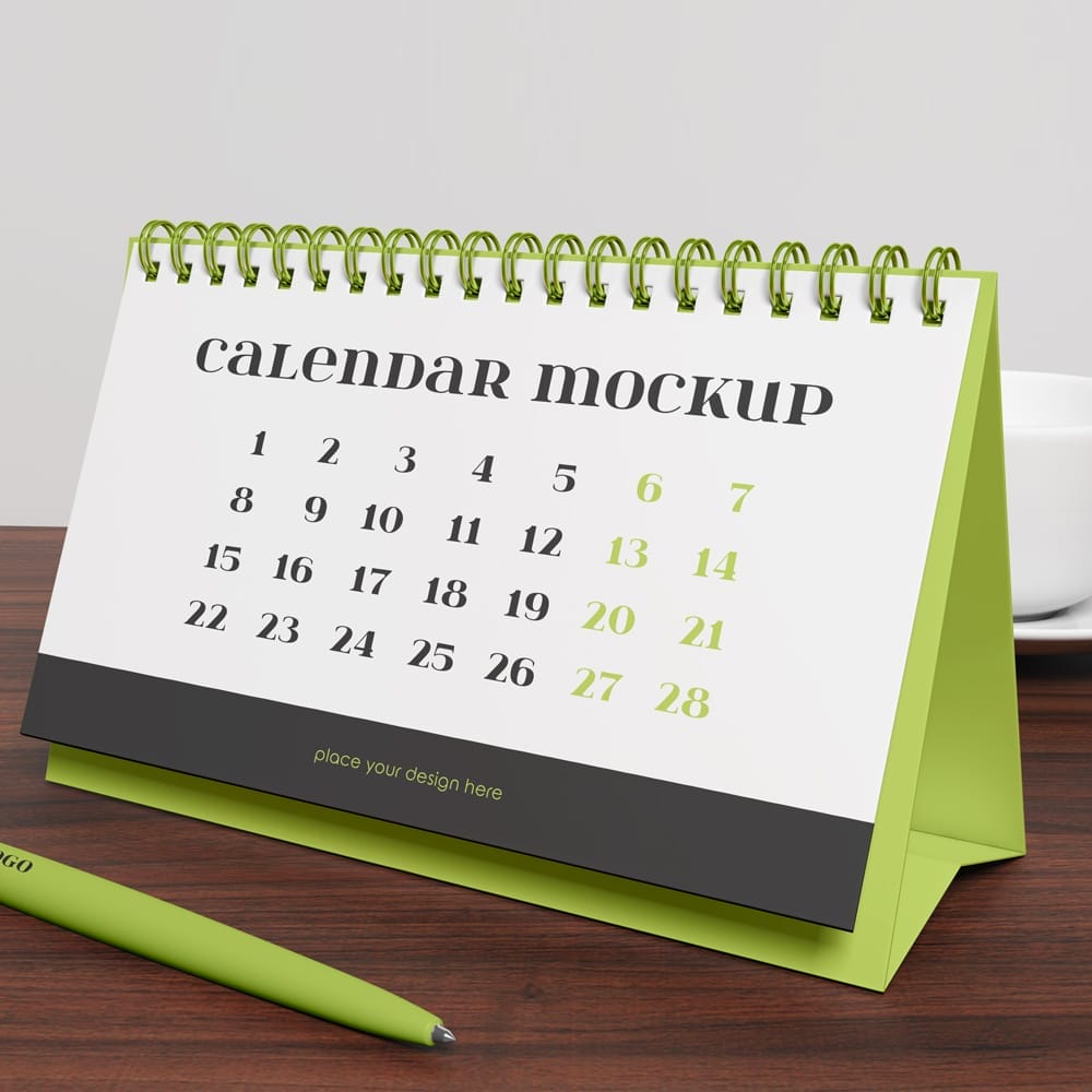 Free Desk Calendar Mockup Template PSD