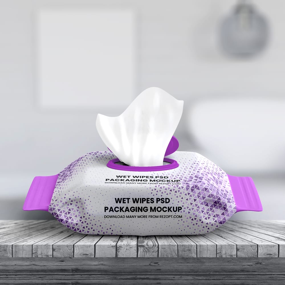 Free Disposable Wet Wipes Mockup PSD