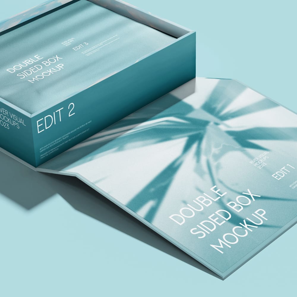 Free Double Sided Packaging Box Mockup PSD