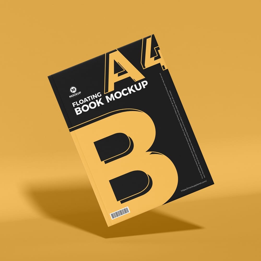 Free Floating A4 Book Mockup Design PSD