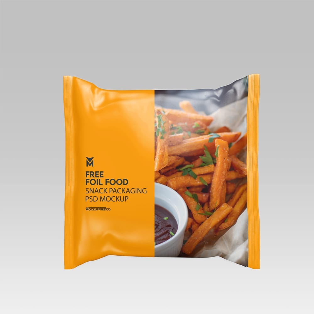 Free Foil Food Snack Packaging Mockup PSD