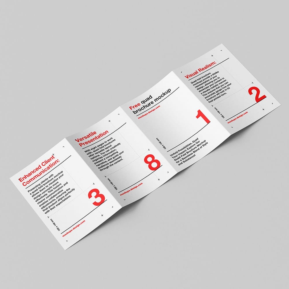 Free Four A5 Fold Flyer Mockup PSD