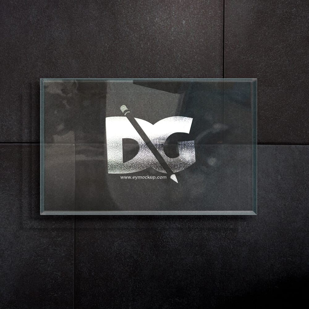 Free Glass Sheet Black Tile Logo Mockup PSD