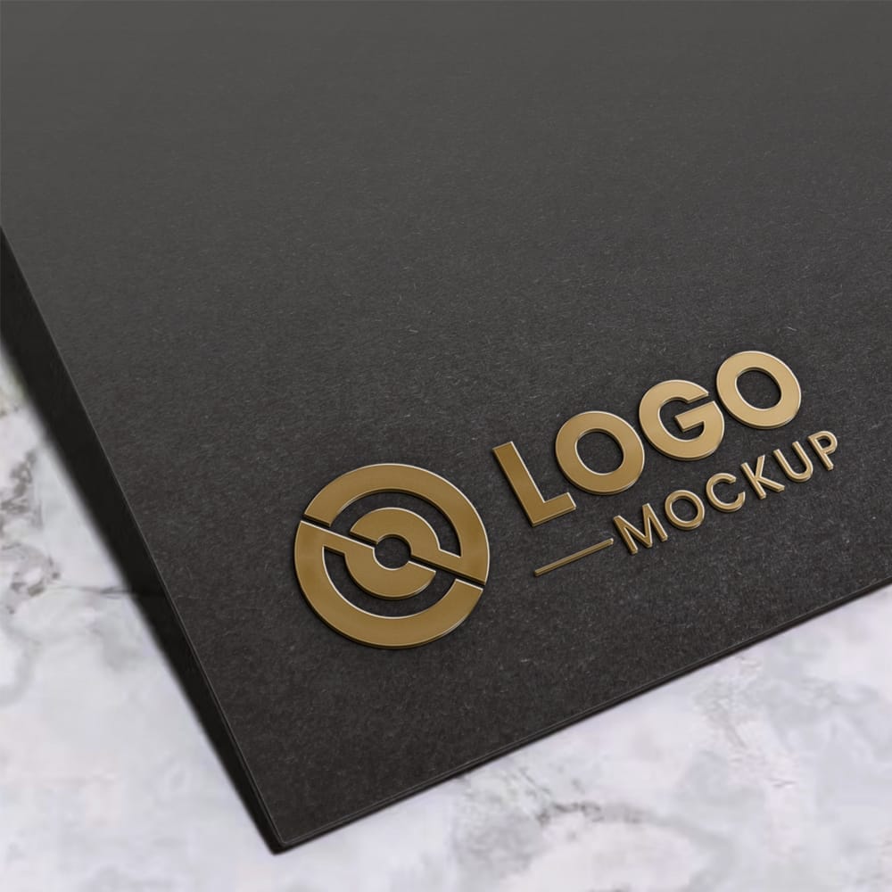 Free Gold Embossed 3D Logo Mockup PSD