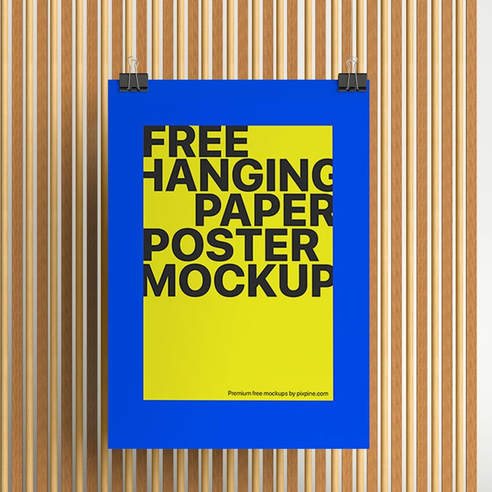 Free Hanging Paper Poster Mockup PSD