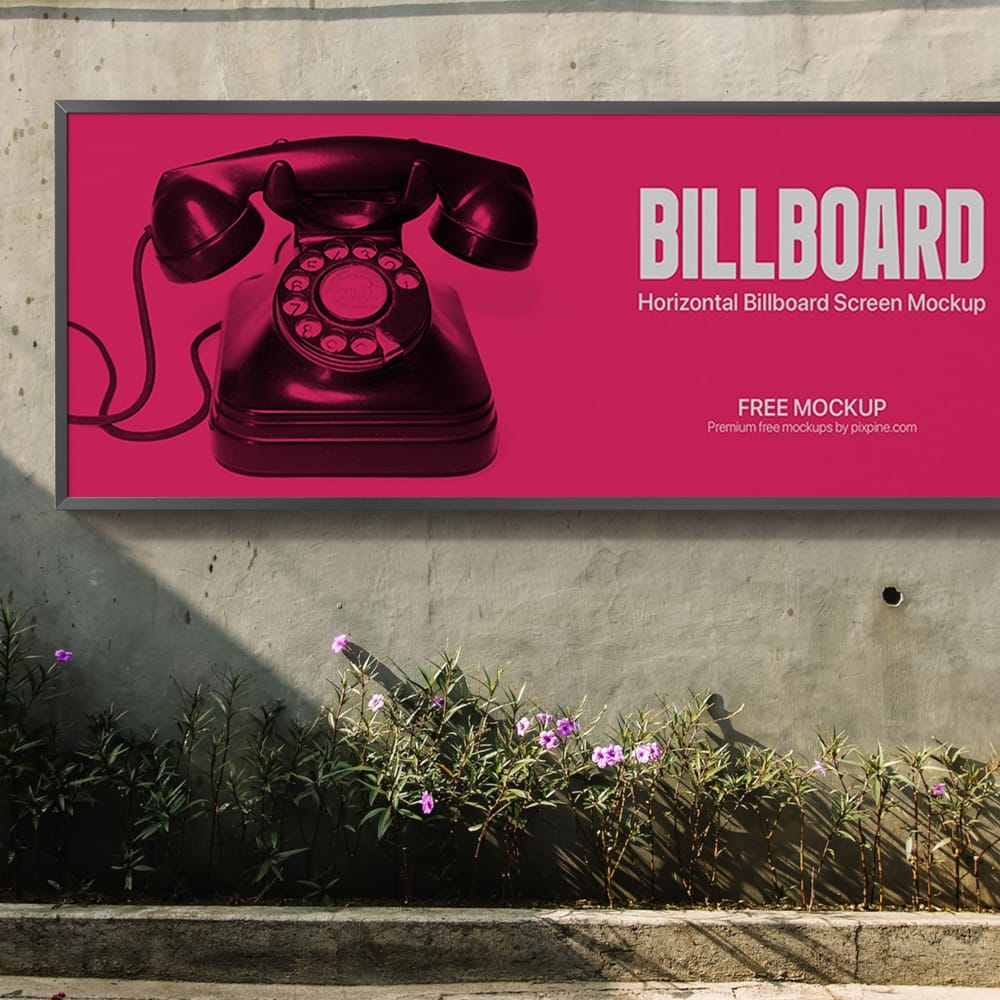 Free Horizontal Billboard Screen Mockup PSD
