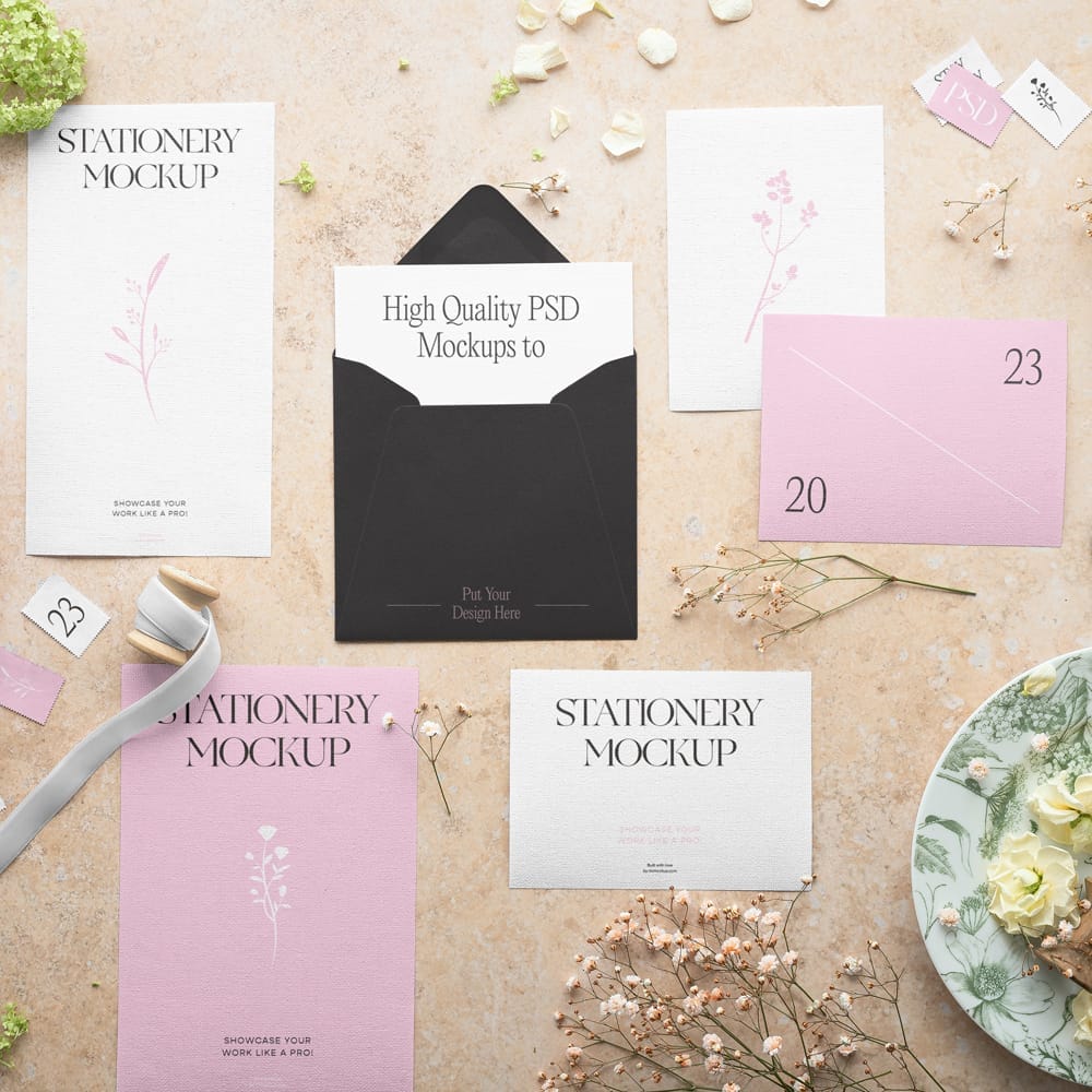 Free Huge Paper Stationery Mockup PSD