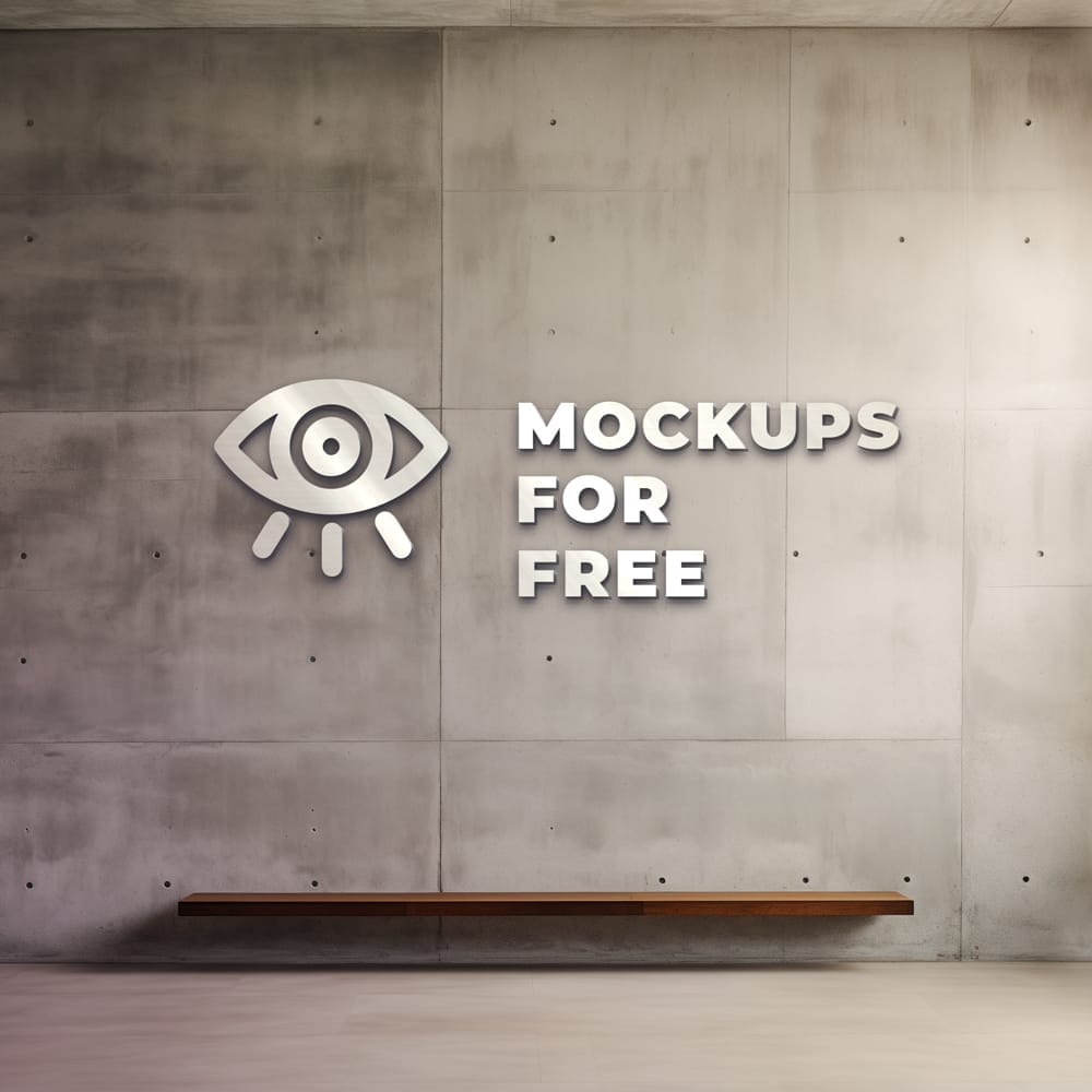 Free Metal Logo Effect On A Concrete Wall Mockup PSD