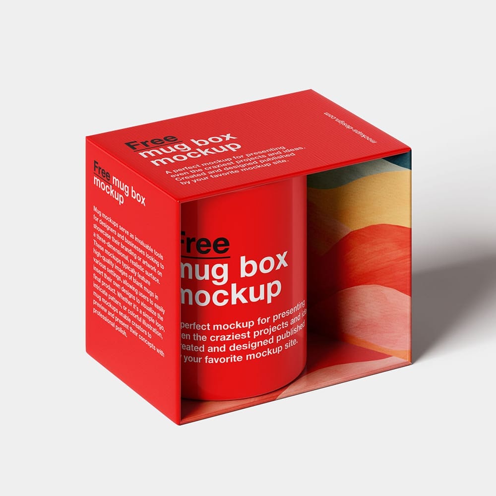 Free Mug in the Box Mockup PSD
