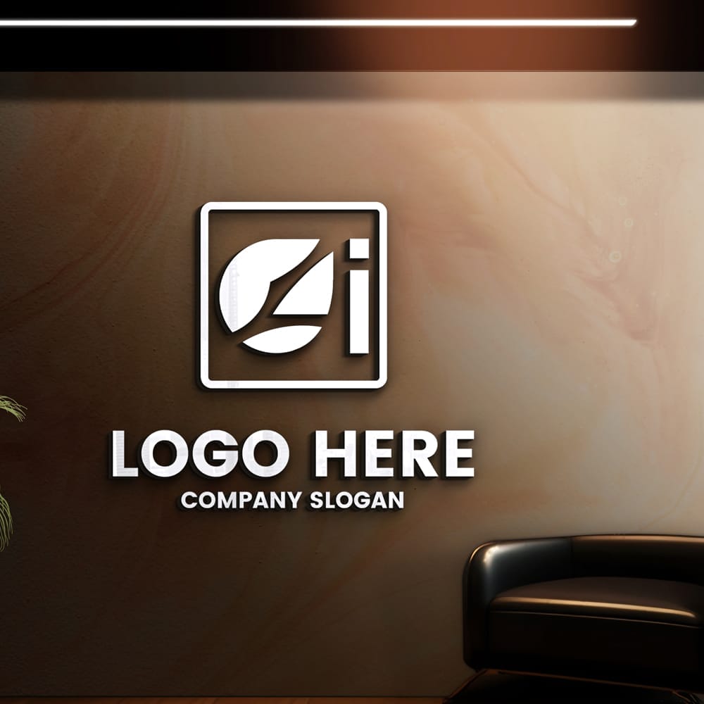 Free Office Wall 3D Logo Mockup PSD