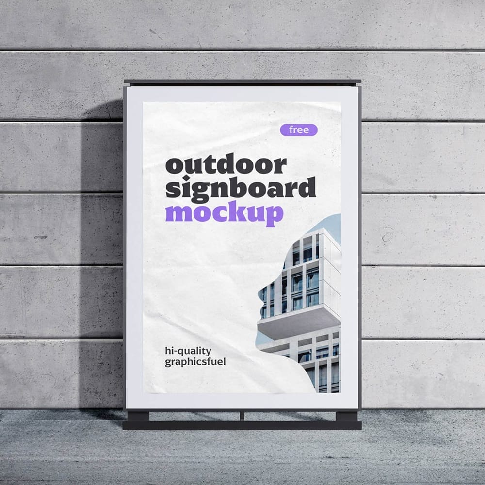 Free Photorealistic Outdoor Signboard Mockup PSD
