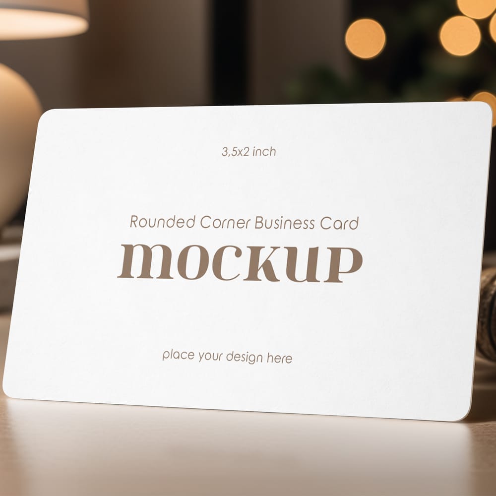 Free Rounded Corner Business Card Mockup Template PSD