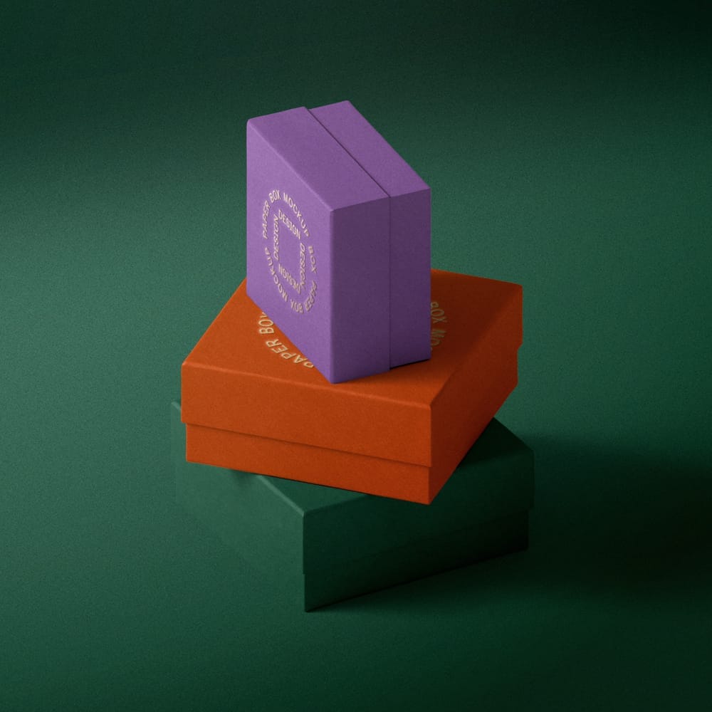 Free Scene With Three Box Mockups PSD