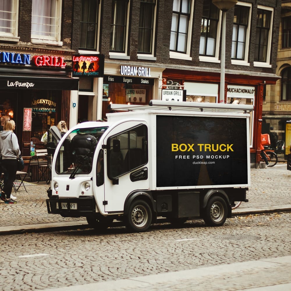 Free Small Box Truck Mockup PSD