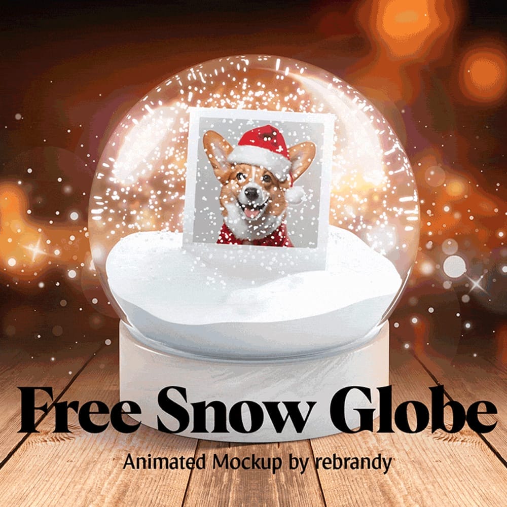 Free Snow Globe Animated Mockup PSD