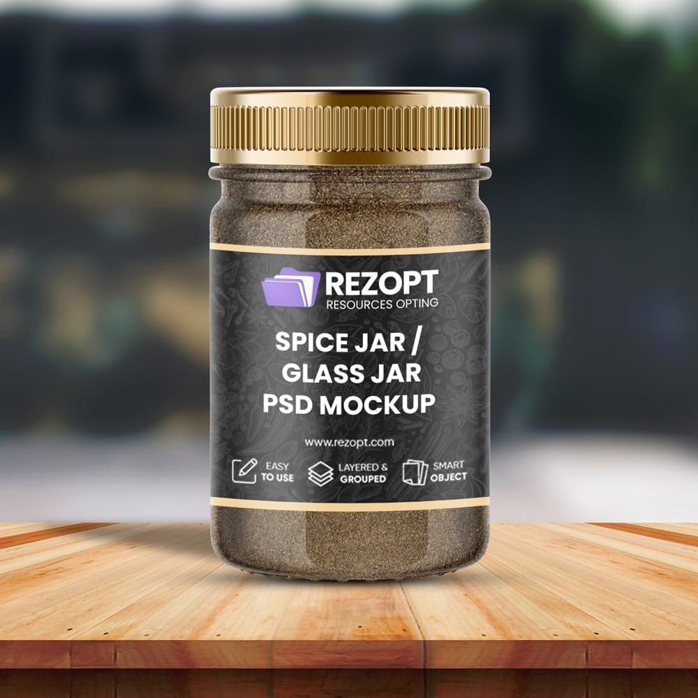 Free Spices Glass Jar Mockup PSD
