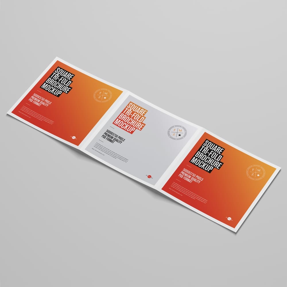 Free Square Tri-Fold Brochure Mockup PSD